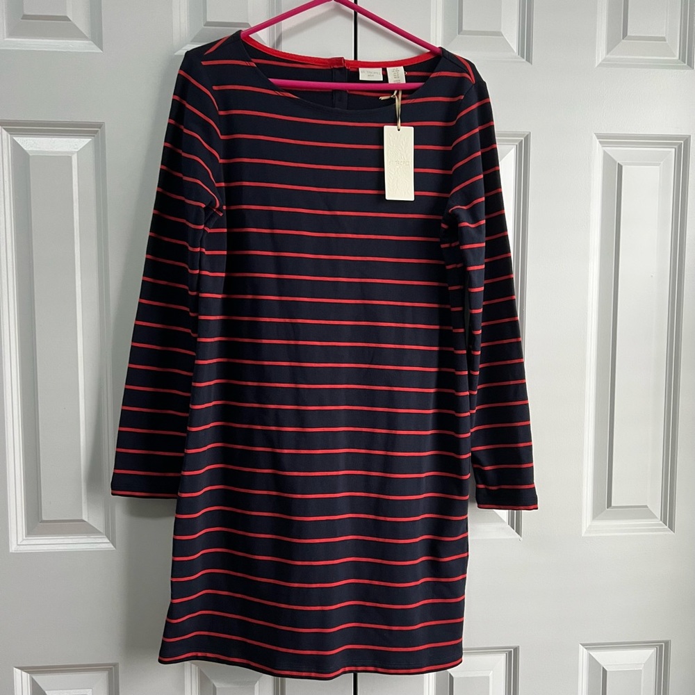 St. Tropez navy and red stripe long sleeve t-shirt dress